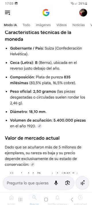 Moneda 1/2 Franco Suizo 1920