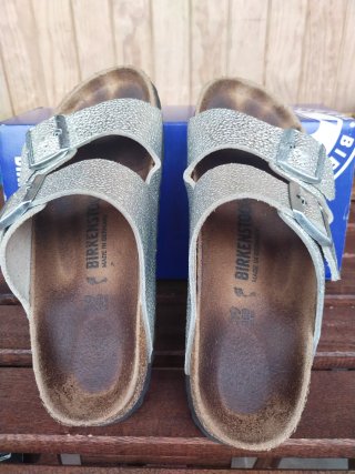 Sandalias Birkenstock Plateadas Talla 39