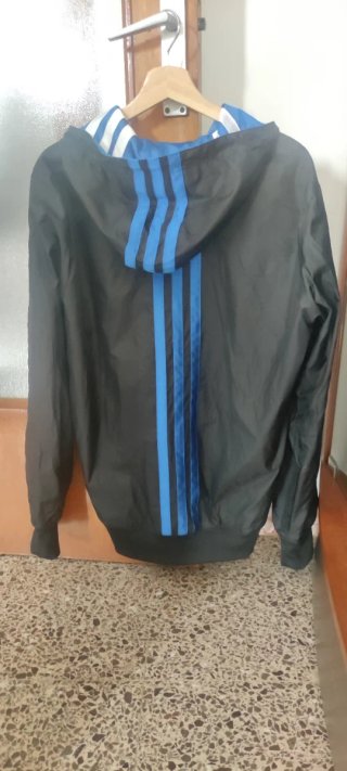 Chaqueta Adidas Reversible Azul y Plateada