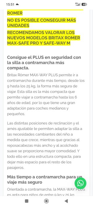 Silla de coche Britax Römer contramarcha