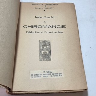 Libro Traité Complet De Chiromancie Muchery 1938