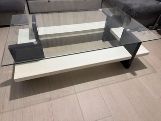Mesa de centro cristal y madera