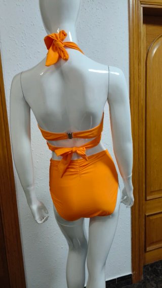 Bikini naranja de talle alto, L/XL