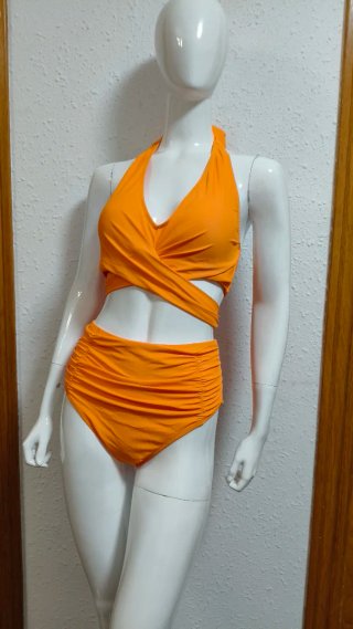 Bikini naranja de talle alto, L/XL