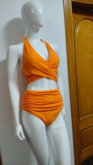 Bikini naranja de talle alto, L/XL