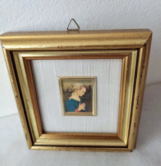 Quadro con dipinto Madonna Foglia Oro 24kt