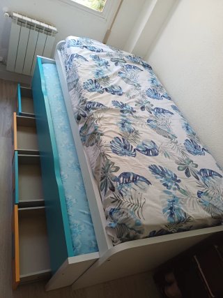 Cama nido doble con cajones y colchones