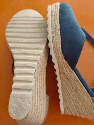 Sandalias cuña esparto Xti azul ante T38
