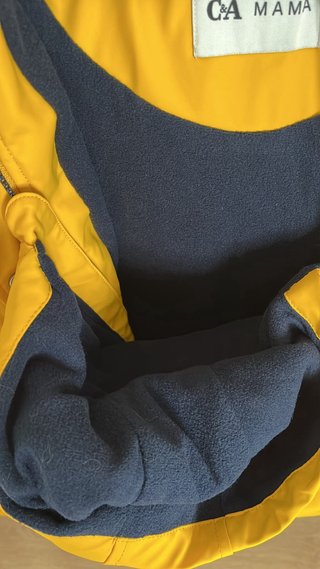 Abrigo premamá/porteo azul y amarillo