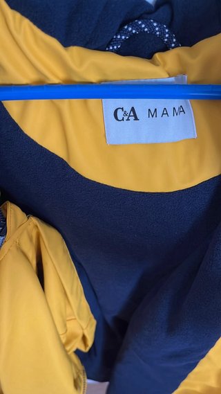 Abrigo premamá/porteo azul y amarillo