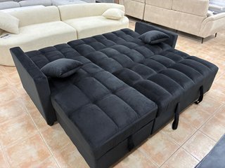 Sofa cama Negro tercio Pelo Con chaiselongue arcon