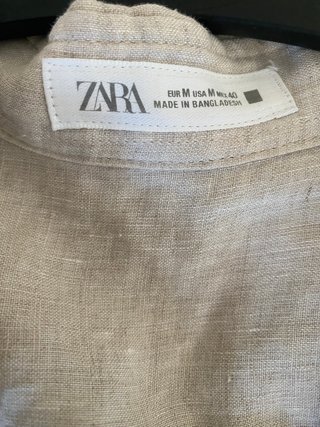 Camisa Zara Lino Beige Talla M