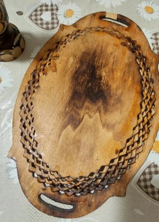 Vassoio Vintage con Vaso in Legno