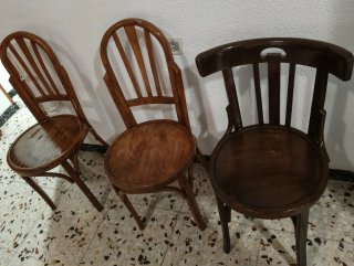 Juego de 3 Sillas de Madera Marrón