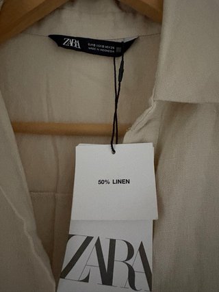 Vestido largo camisero lino beige Zara. Nuevo.