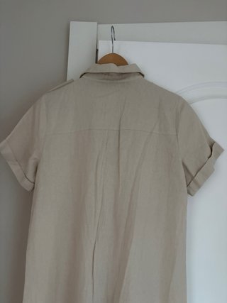 Vestido largo camisero lino beige Zara. Nuevo.