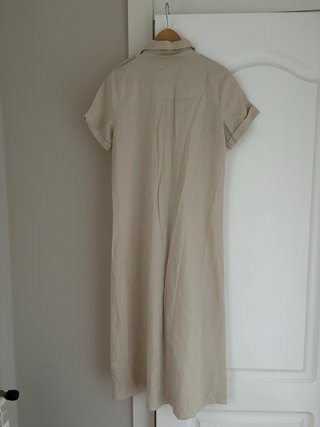 Vestido largo camisero lino beige Zara. Nuevo.