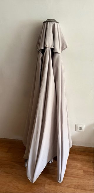 Sombrilla de terraza gris/marrón grande