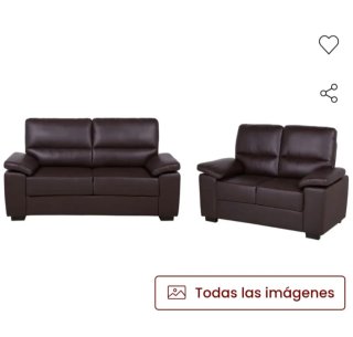 Conjunto Sofás Piel Negro 2 y 3 Plazas