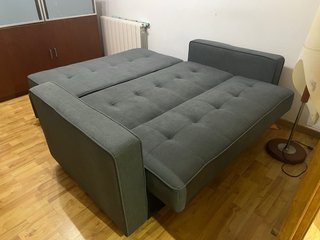 Sofá Cama Gris 3 Plazas Tela