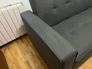 Sofá Cama Gris 3 Plazas Tela