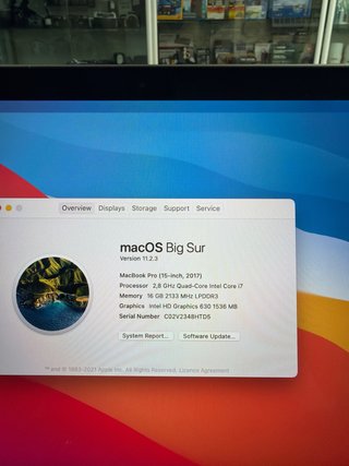MacBook Pro 2017 15” 16GB RAM 256GB SSD