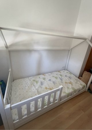 Cama Montessori Blanca con Barreras