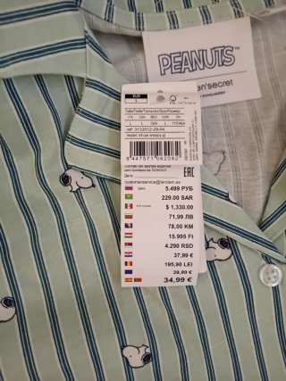 Pijama Secret Mujer Talla L Rayas Snoopy