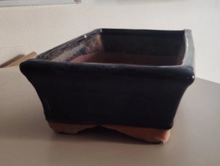 Maceta de bonsai de cerámica azul