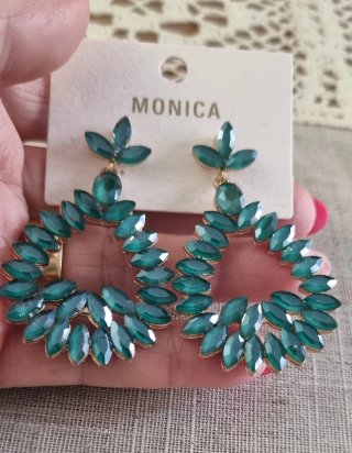 Pendientes MONICA cristal verde y dorado