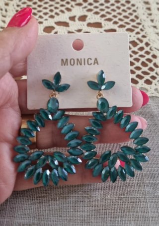 Pendientes MONICA cristal verde y dorado