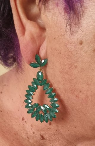 Pendientes MONICA cristal verde y dorado