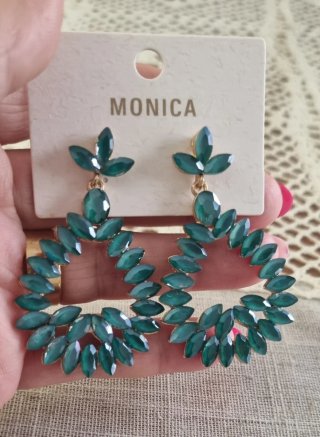 Pendientes MONICA cristal verde y dorado