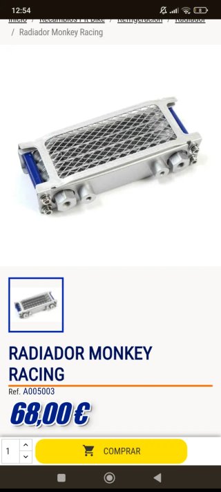 Radiador de aceite para pit bike