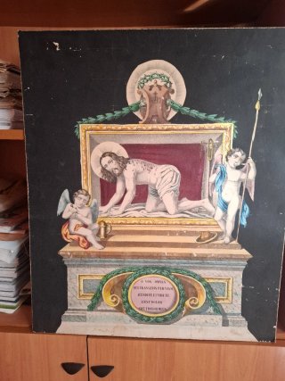 CUADRO RELIGIOSO CON INSCRIPCIÓN PARA RESTAURAR