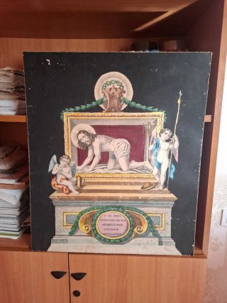 CUADRO RELIGIOSO CON INSCRIPCIÓN PARA RESTAURAR