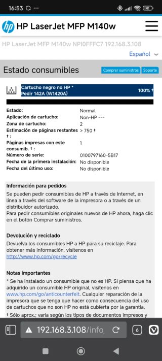 Impresora multifunción láser HP LaserJet MFP M140w