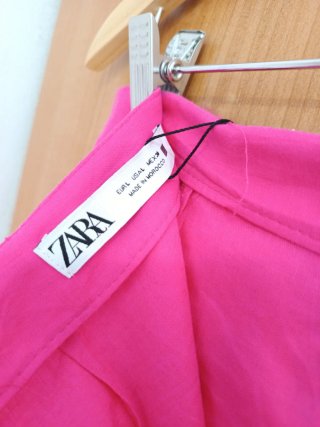 Falda Zara Lino Rosa Talla L