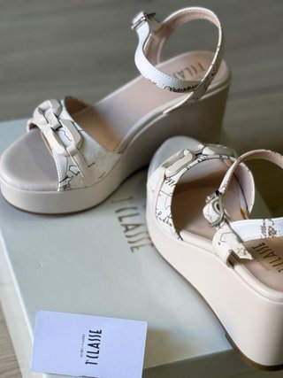 Sandali Zeppa 1a Classe Bianco Platform Taglia 36
