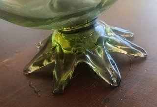Jarrón Vidrio Soplado Verde con Asas