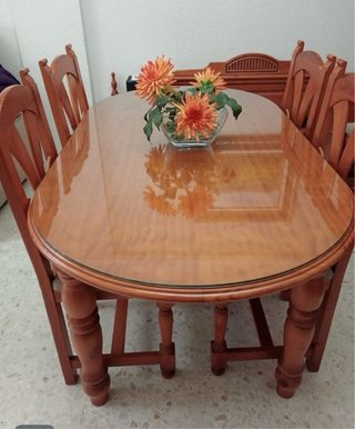 Mesa comedor madera maciza y 6 sillas