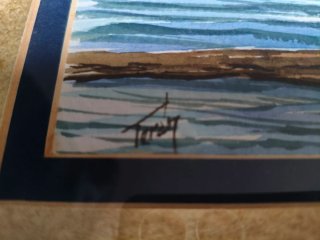 Acuarela paisaje marino con barcos