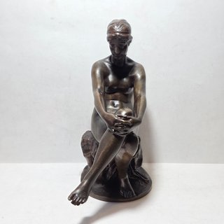 Antica Scultura Donna Nuda Seduta Fine XIX / I. XX