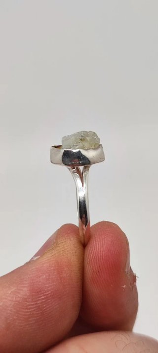 Anillo Plata Aguamarina Cruda Arcoíris