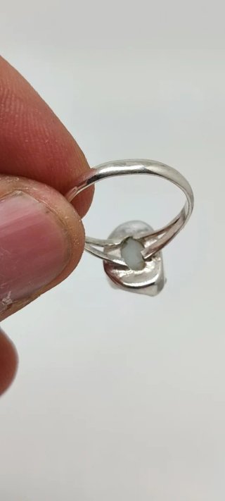 Anillo Plata Aguamarina Cruda Arcoíris
