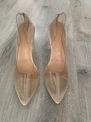 Zapatos tacón transparentes beige