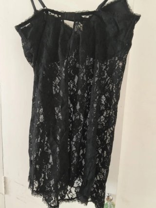 Camisón de encaje negro mujer