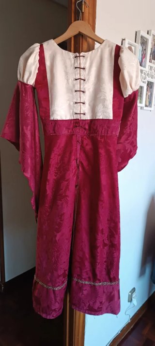 Vestido Medieval Niña Beige y Rojo