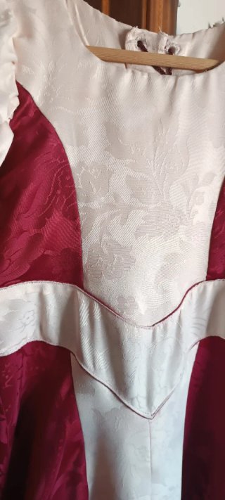 Vestido Medieval Niña Beige y Rojo