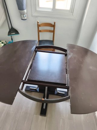 Mesa de comedor extensible madera y metal